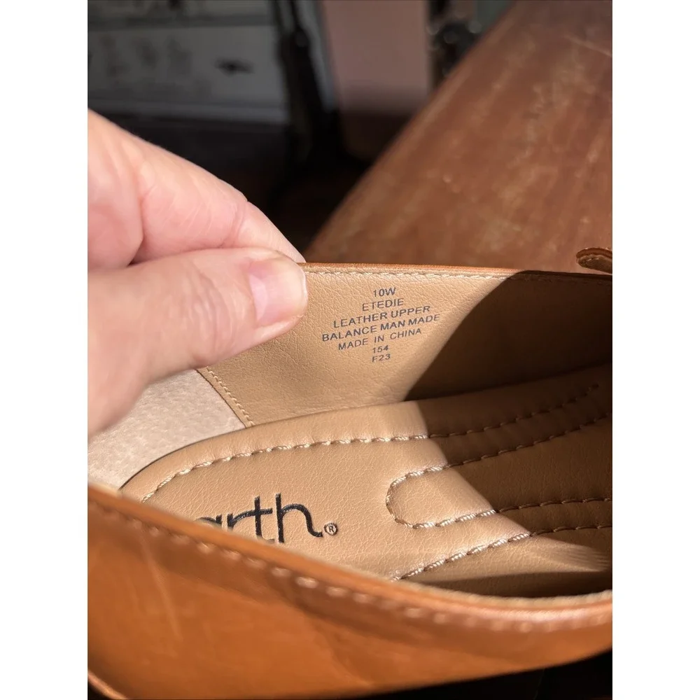 Earth Women 10W Beige Leather Edie Loafers Slip on Shoes Braided Academia Preppy